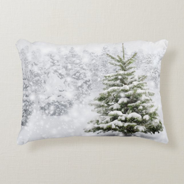 Fir Tree In Thick Snow Accent Pillow (Front)