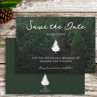 Fir Tree Silhouette Forest Landscape Photo Wedding Save The Date