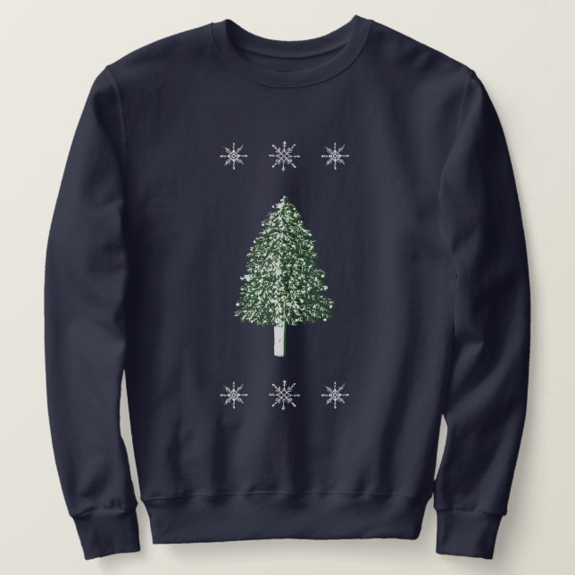 Fir Tree Snowflakes Winter Illustration Sweatshirt (Design Front)
