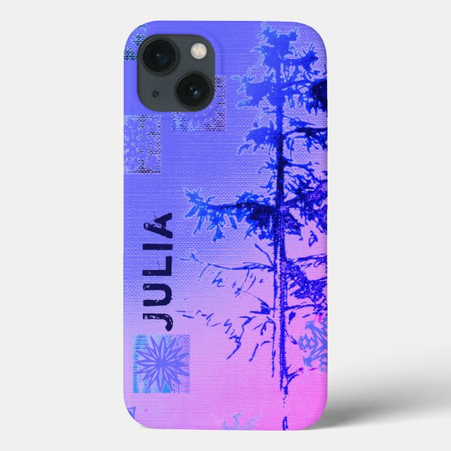 Fir Tree & Snowflakes & Your Name Case-Mate iPhone Case (Back)