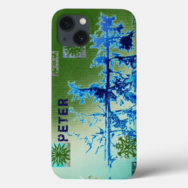Fir Tree & Snowflakes & Your Name Case-Mate iPhone Case-Mate iPhone Case (Back)