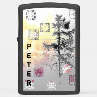 Fir Tree & Snowflakes & Your Name Case-Mate iPhone Zippo Lighter