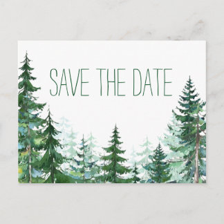 Fir Tree Wedding Save the Date Announcement Postcard