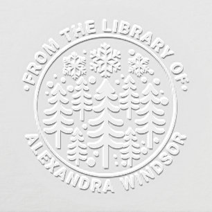 Fir Trees and Snowflakes Library Book Name #2 Embosser