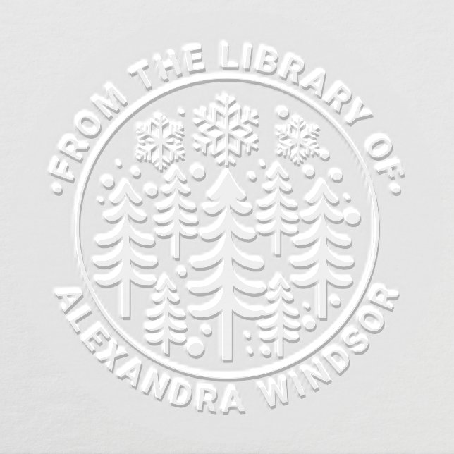 Fir Trees and Snowflakes Library Book Name #2 Embosser (Design)