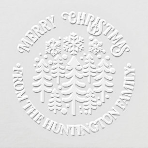 Fir Trees and Snowflakes Merry Christmas Name Embosser