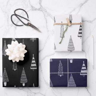 Fir trees christmas pattern wrapping paper sheets