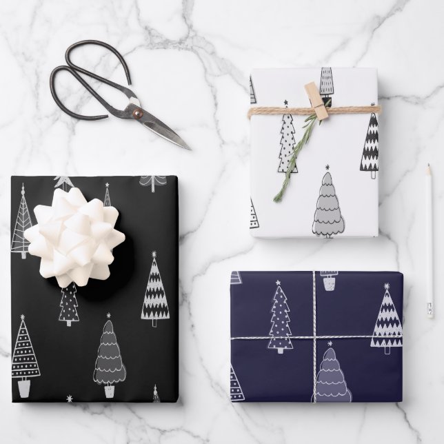 Fir trees christmas pattern wrapping paper sheets (Front)