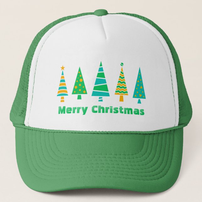 Fir Trees Christmas Trucker Hat (Front)