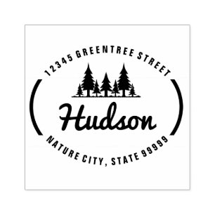 Fir Trees Oval Design ID304 Rubber Stamp