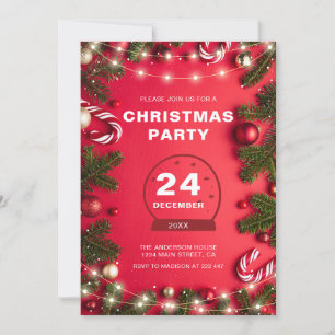 Fir Twigs And Christmas Lights Christmas Invitation