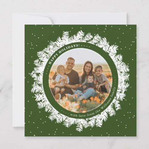Fir Wreath Frame Christmas Photo Card