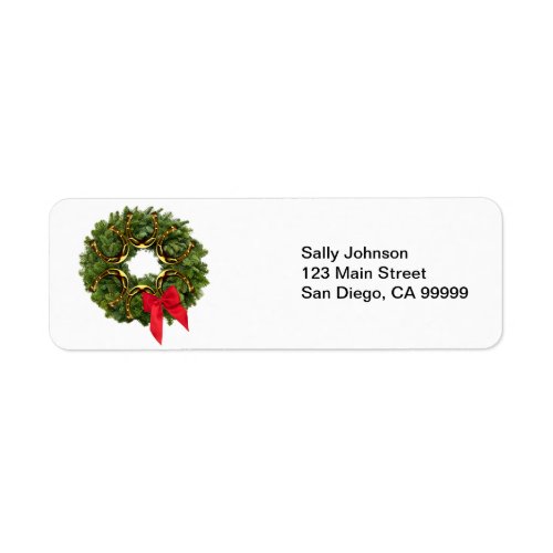 Fir Wreath with Gold Horseshoes & Red Bow Label