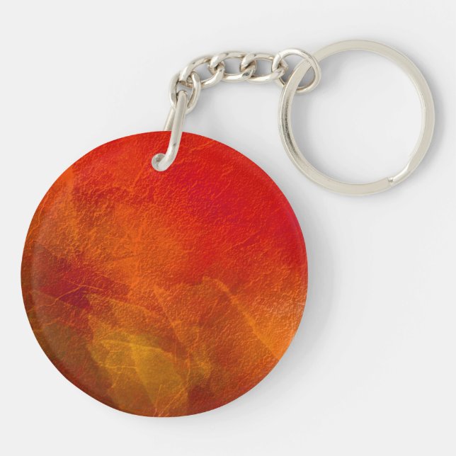 Fire - Abstract Background Art in Deep Orange Keychain (Back)