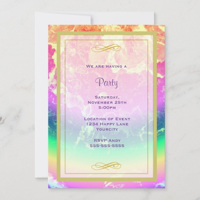 Fire Abstract with Rainbow Colors Generic Party Invitation (Front)