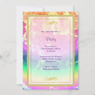 Fire Abstract with Rainbow Colors Generic Party Invitation