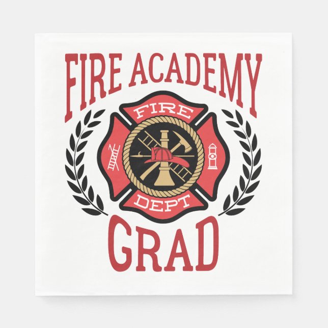 Fire Academy Grad Graduation Napkins (Front)