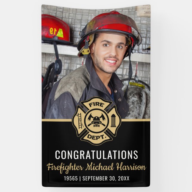 Fire Academy Graduation Firefighter Photo Banner (Vertical)