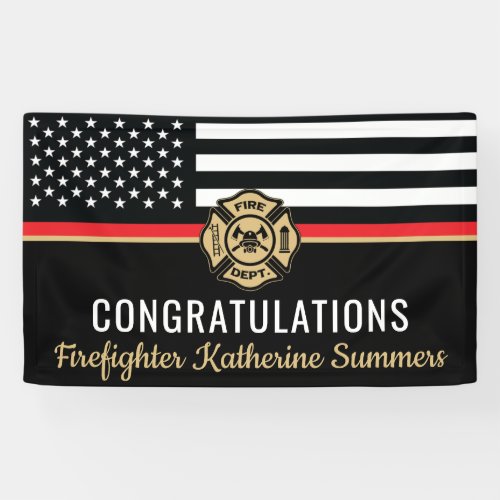 Fire Academy Graduation Red Line Flag Firefighter Banner