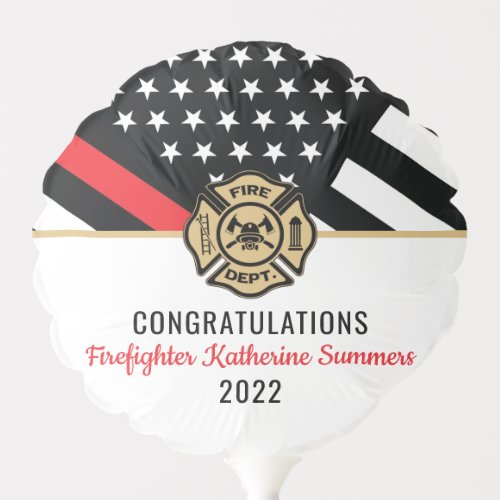 Fire Academy Thin Red Line Firefighter Graduation Balloon