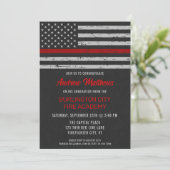 Fire Academy Thin Red Line Firefighter Graduation Invitation (Standing Front)