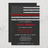 Fire Academy Thin Red Line Firefighter Graduation Invitation (Front/Back)