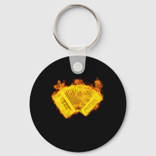 Fire Accordion Keyboard Instrument Keychain