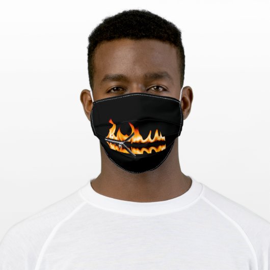 FIRE ADULT CLOTH FACE MASK (Worn)