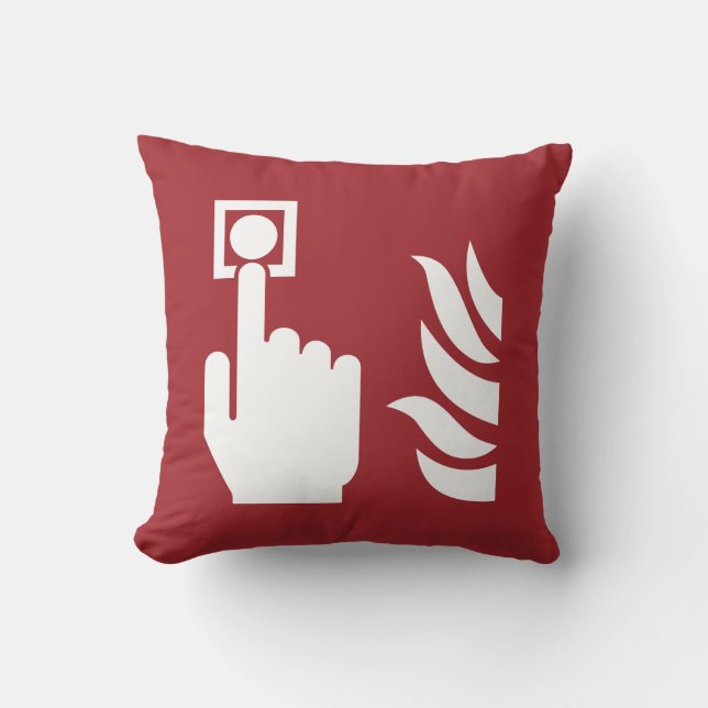 Fire Alarm Button Safety Sign Throw Pillow (Front)