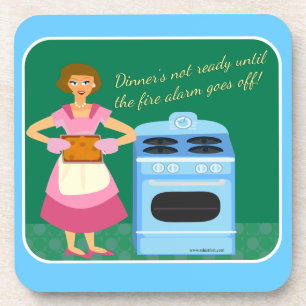 Fire Alarm Kitschy Housewife Retro Cartoon Coaster