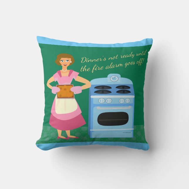 Fire Alarm Supper Time Housewife Snark Throw Pillow (Front)