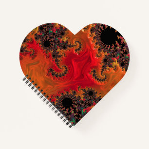 Fire and Beauty Heart Shaped Notebook