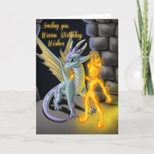 Fire and Dragon Element Fantasy Birthday Card