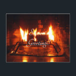 fire and fireplace holiday postcard<br><div class="desc">Wishing your home is
filled with all the joy, 
love,  & magic of
the season!</div>