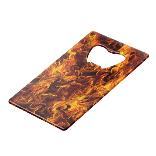 Fire and Flame Pattern Credit Card Bottle Opener (Front Angled)
