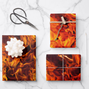 Fire and Flame Pattern Wrapping Paper Sheets