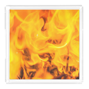 Fire and flames acrylic tray