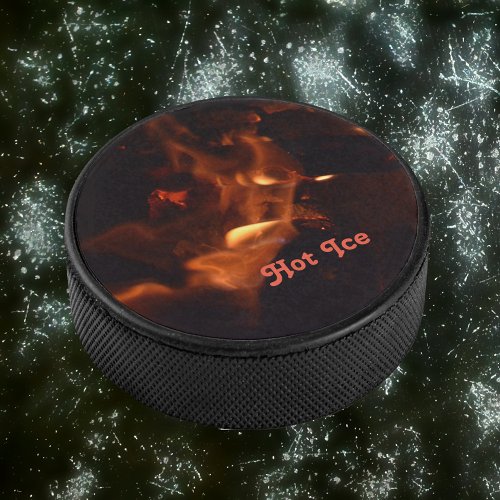 Fire and Flames Burning Devil Customizable  Hockey Puck