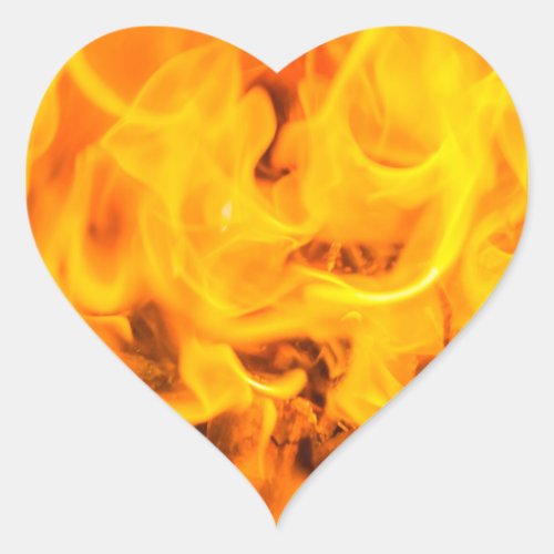 Fire and flames heart sticker