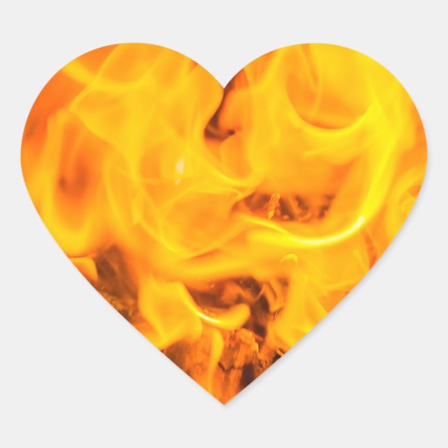 Fire and flames heart sticker (Front)