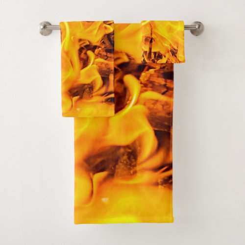 Fire And Flames Pattern Bath Towel Set