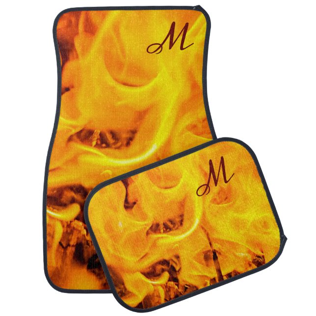 Fire And Flames Pattern Car Floor Mat (Set)