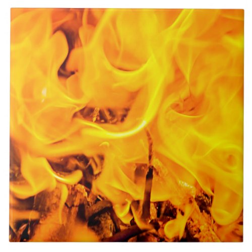 Fire And Flames Pattern Ceramic Tile