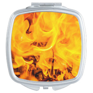 Fire And Flames Pattern Compact Mirror