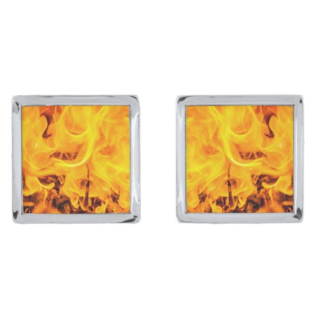 Fire And Flames Pattern Cufflinks (Front)
