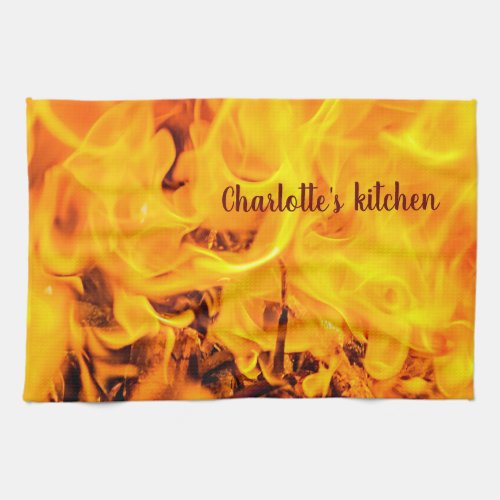 Fire And Flames Pattern Kitchen Towel