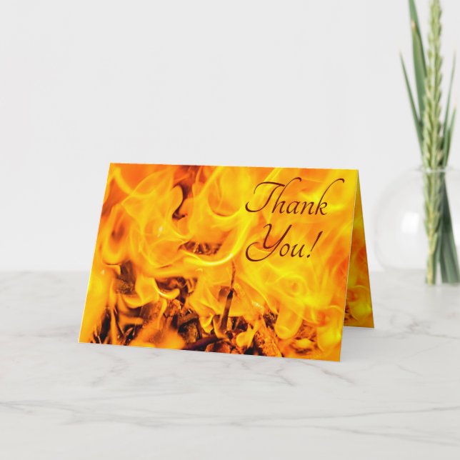 Fire And Flames Pattern Letterpress Thank You Card (Front)