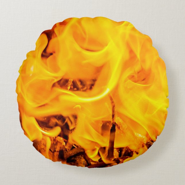 Fire And Flames Pattern Round Pillow (Front)