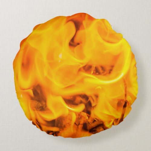 Fire and flames round pillow