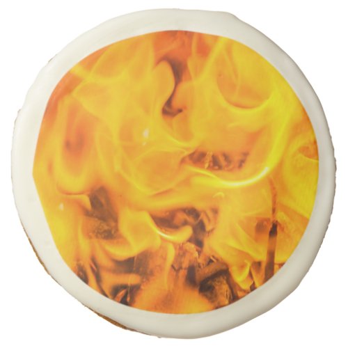 Fire and flames sugar cookie